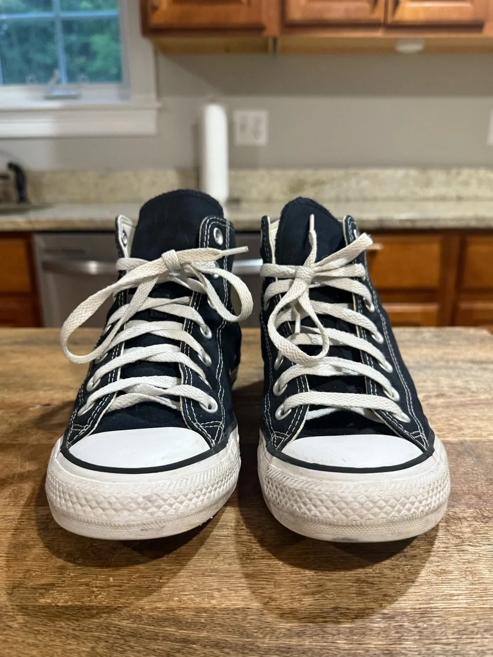 Converse Unisex Navy and White High-Top Sneakers W/8 M/6